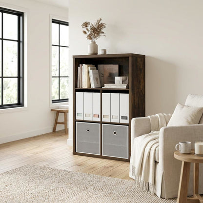 Engineered Wood bookcase with adjustable shelves for versatile storage
