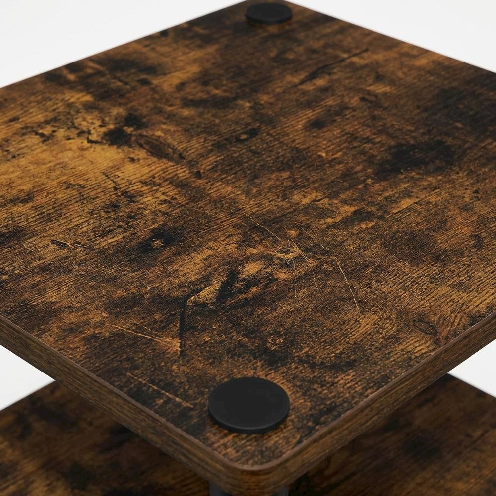 Amber Pine and Black 3-Tier End Table Set with Modern Design