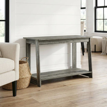 Engineered Wood TV Stand in French Oak Grey with Modern Storage Design