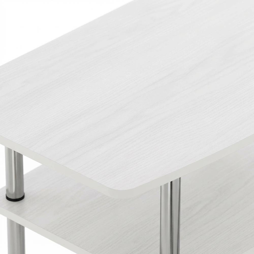 Oak/Chrome TV Stand with 3-Tier Shelving and Engineered Wood Construction