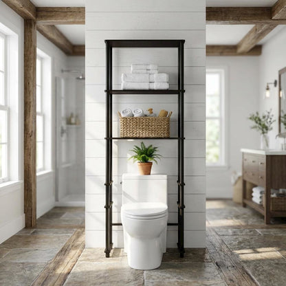 Espresso Toilet Space Saver with 3 Shelves and Sturdy Design