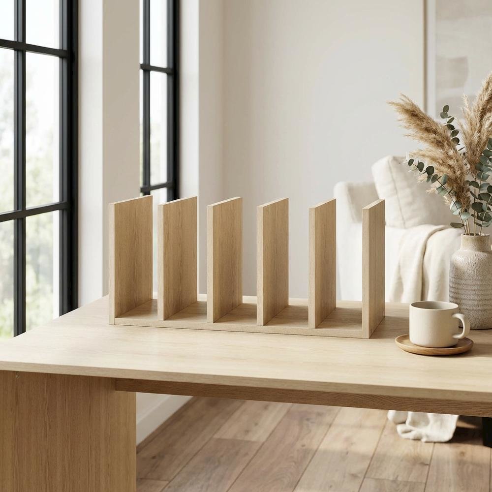 Engineered Wood Desktop Bookshelf Storage Organizer in Brown