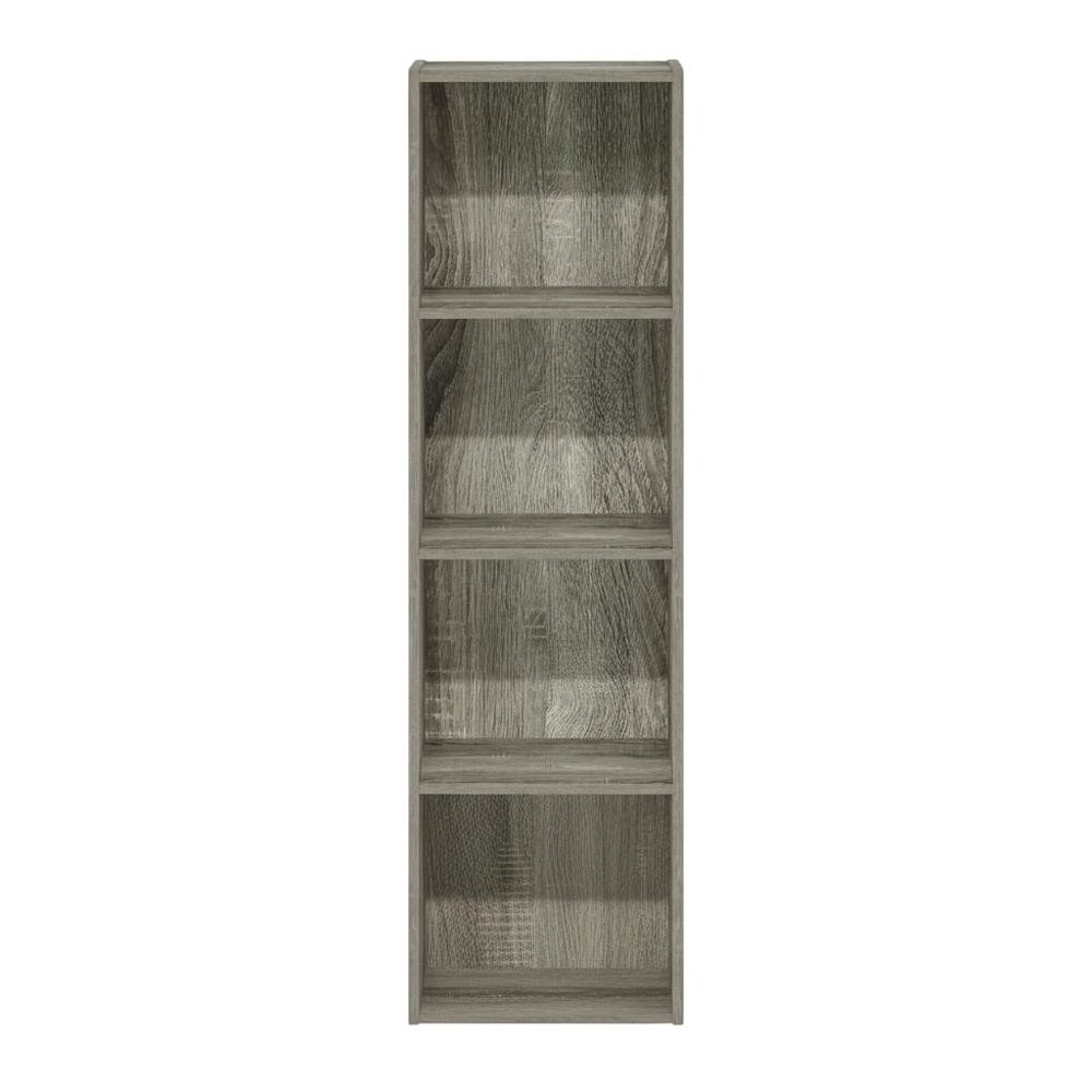 Engineered Wood 4-Tier Shelf Bookcase with Door Storage in French Oak Finish