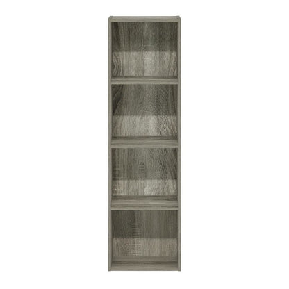 Engineered Wood 4-Tier Shelf Bookcase with Door Storage in French Oak Finish