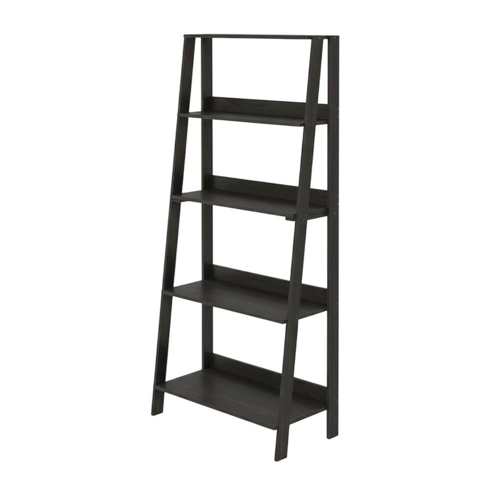 5-Tier Ladder Bookcase with Display Shelves and Engineered Wood Construction
