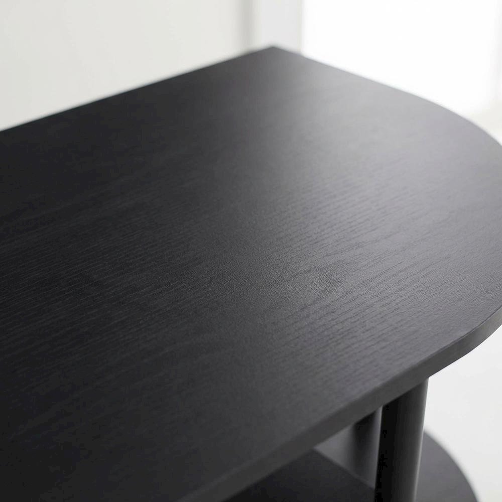 Black corner TV stand, simple design, composite wood, PVC construction