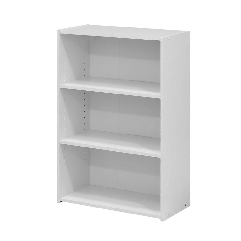 3-Shelf Bookcase with Engineered Wood Construction for Living Room and Office
