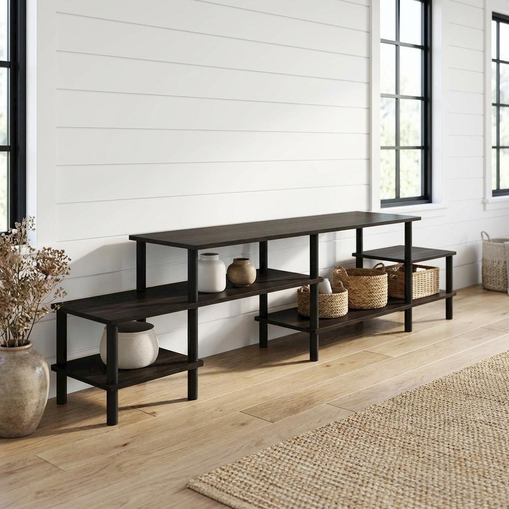Engineered Wood Entertainment Center for TVs up to 80 Inches with Ample Storage