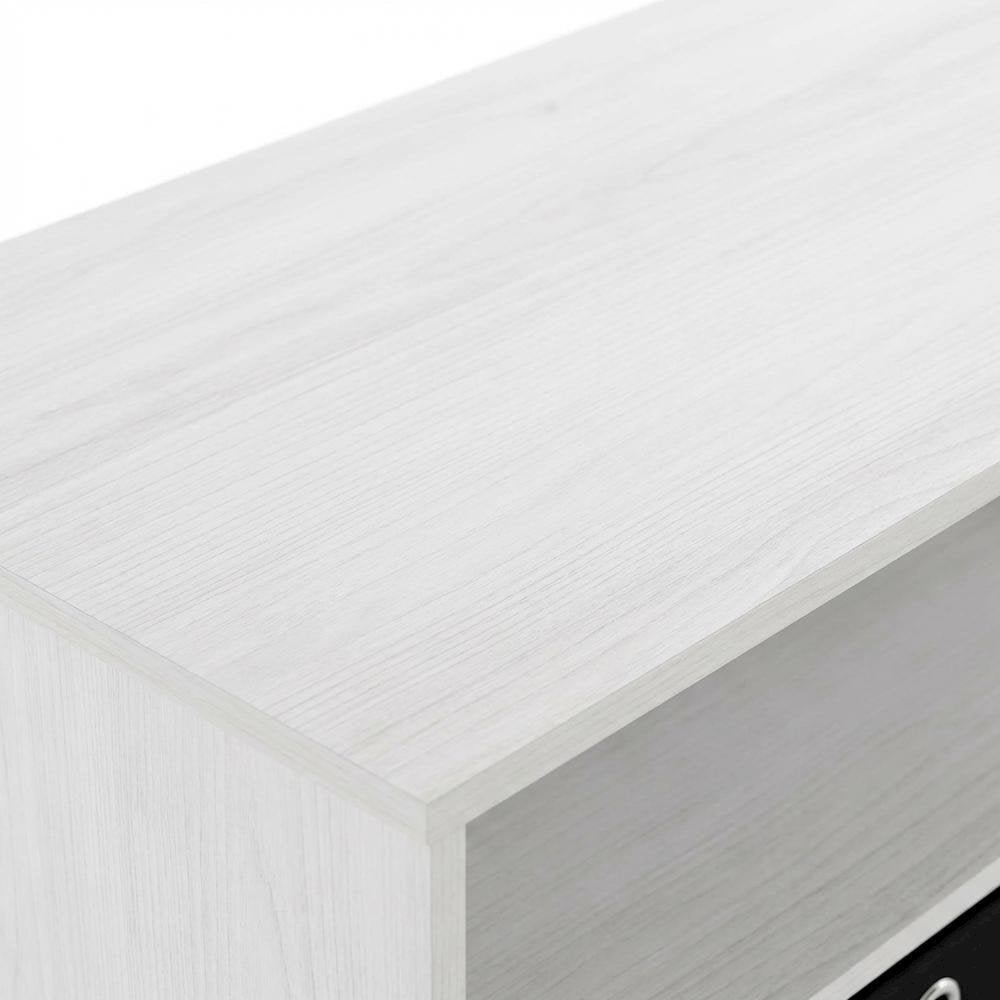 Engineered Wood TV stand for up to 55 inches with storage bins, White Oak finish