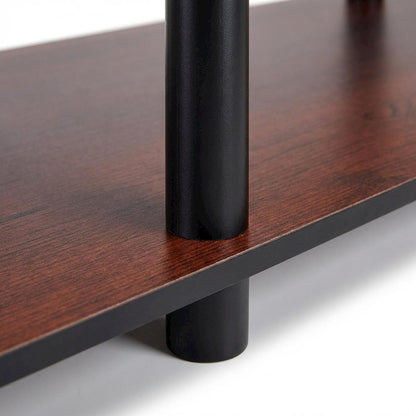 Dark Cherry TV Stand with Black Tube Frame and Composite Wood Construction