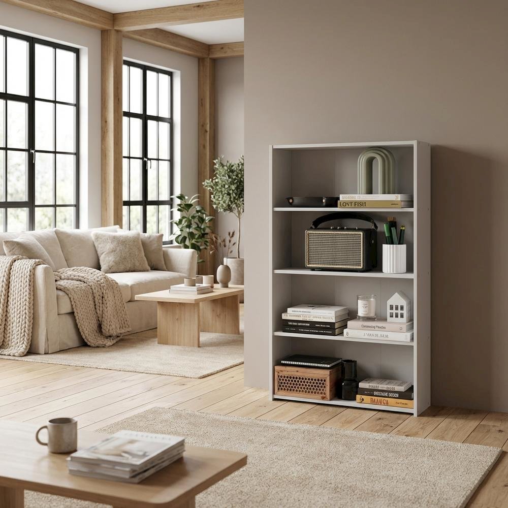 Engineered Wood Bookcase with Open Shelving for Home Office and Living Room