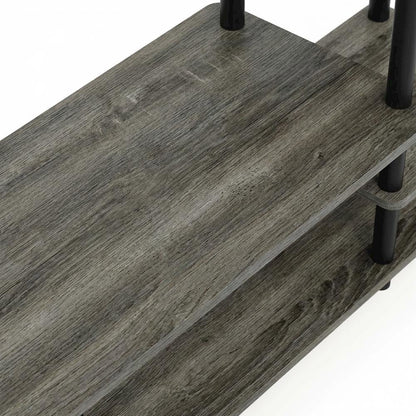 Modern Entertainment Center in French Oak Grey and Black with Spacious Storage