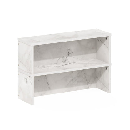 Helena 18-Inch Kitchen Counter Stackable Organizer Shelf, Marble White, Set of 2