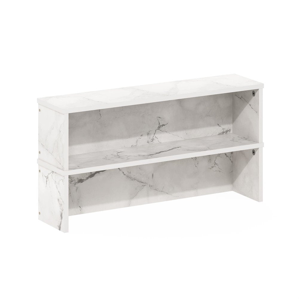 Helena 23-Inch Kitchen Counter Stackable Organizer Shelf, Marble White, Set of 2
