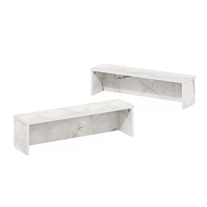 Helena 23-Inch Kitchen Counter Stackable Organizer Shelf, Marble White, Set of 2