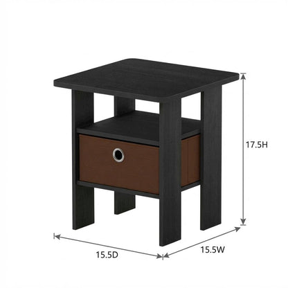 Engineered Wood nightstand set with bin drawer in Americano finish