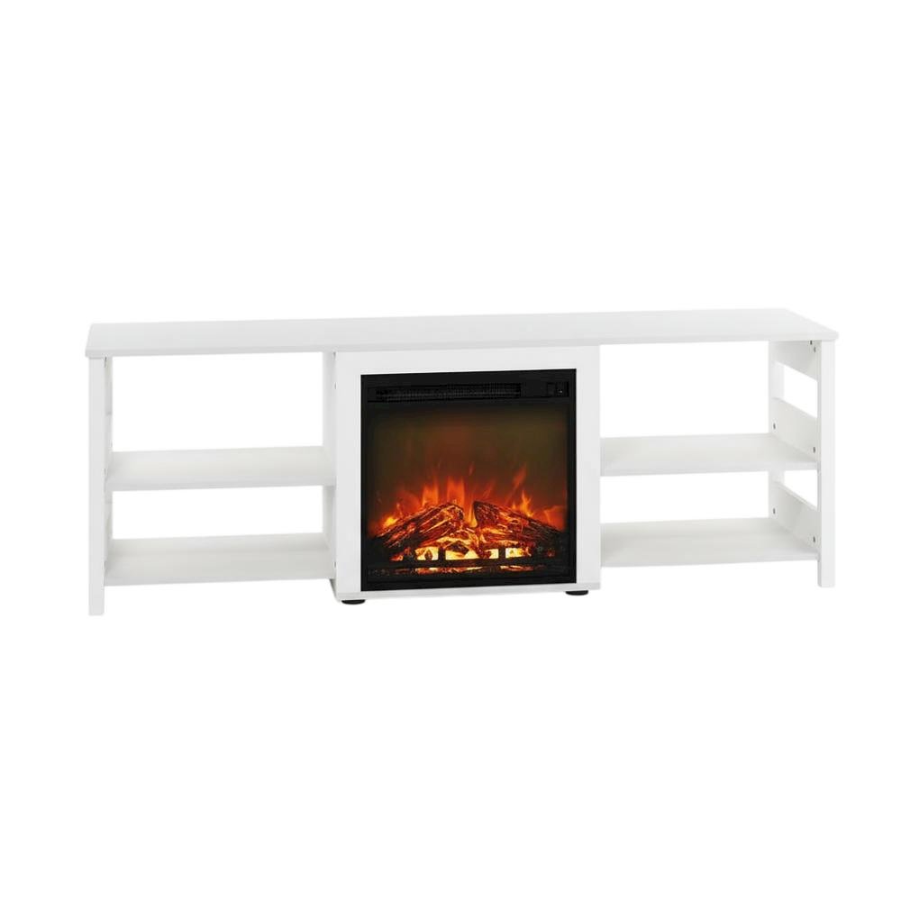 Emboss TV Stand with Fireplace and Engineered Wood Finish