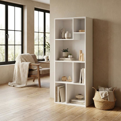 7-Cube Irregular Bookcase with Storage Organizer and Modern Design