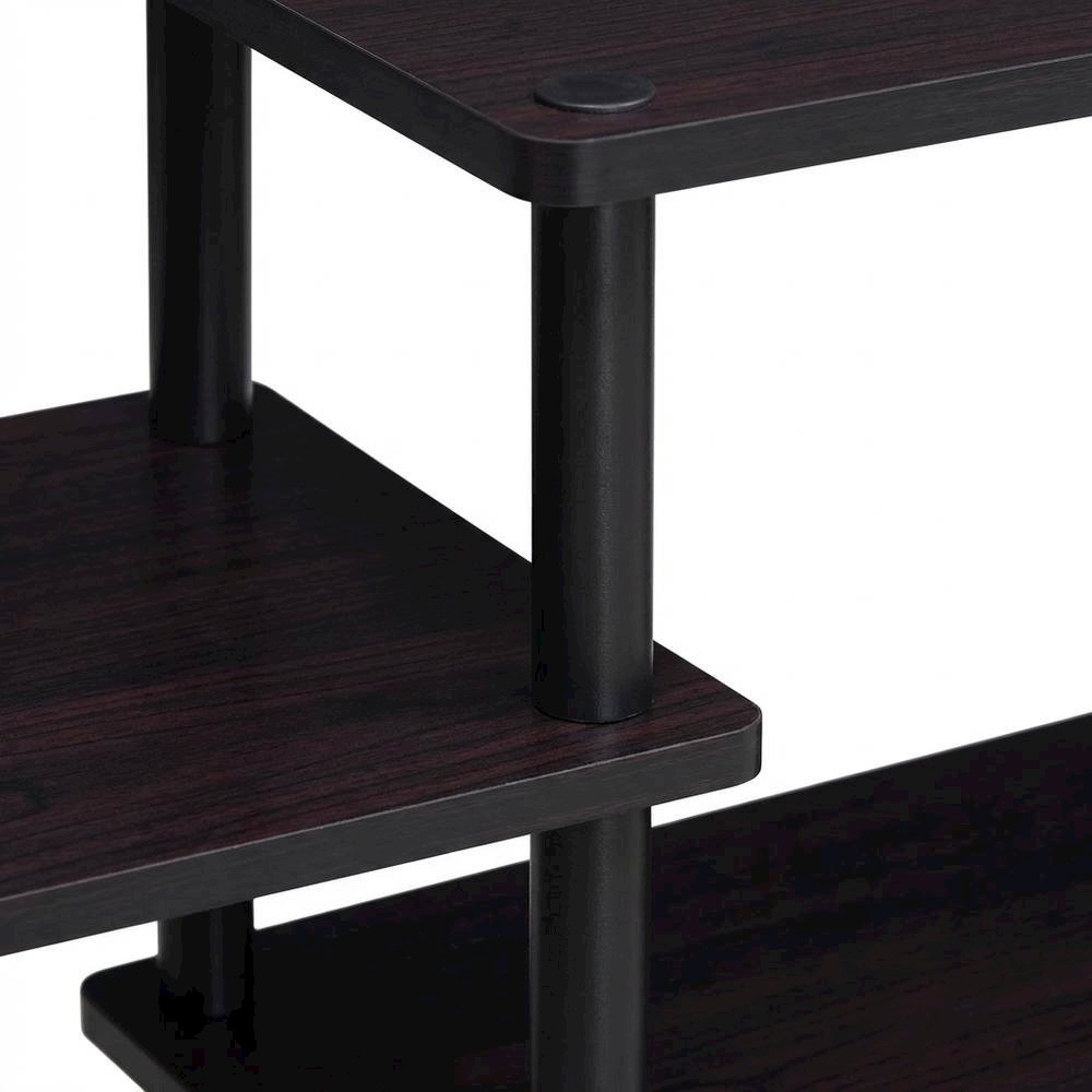 Dark Walnut Furinno No Tools Entertainment Center with Spacious Storage