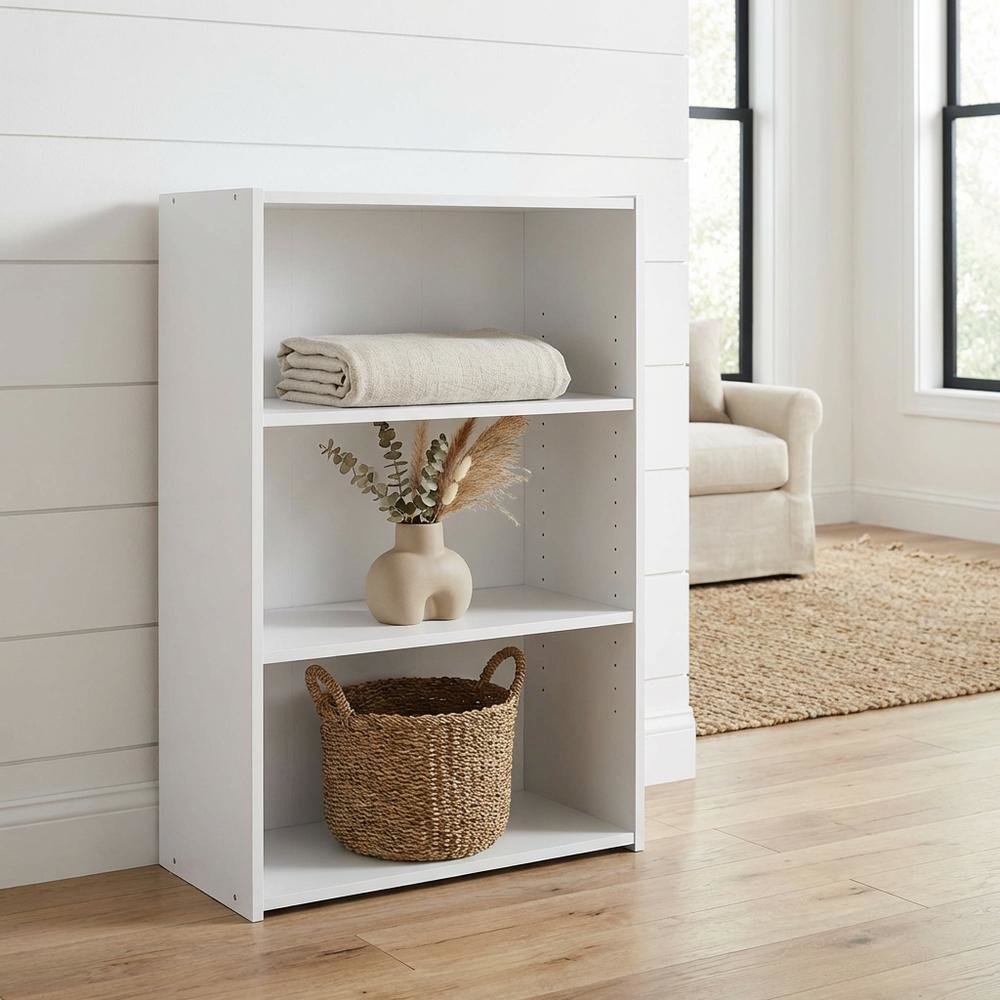 3-Shelf Bookcase with Engineered Wood Construction for Living Room and Office