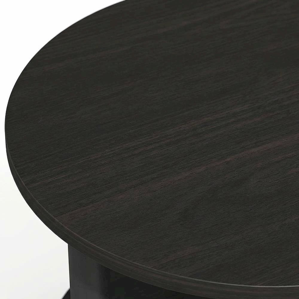Espresso 3-Tier Oval Nightstand with Open Shelving Bedside Table