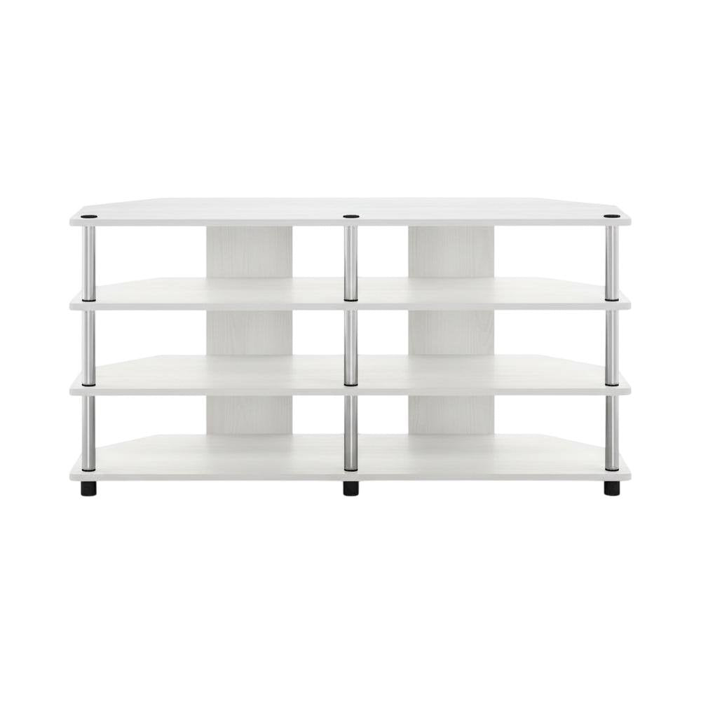 White 4-Tier Corner TV Stand for TVs up to 55 inches with easy assembly