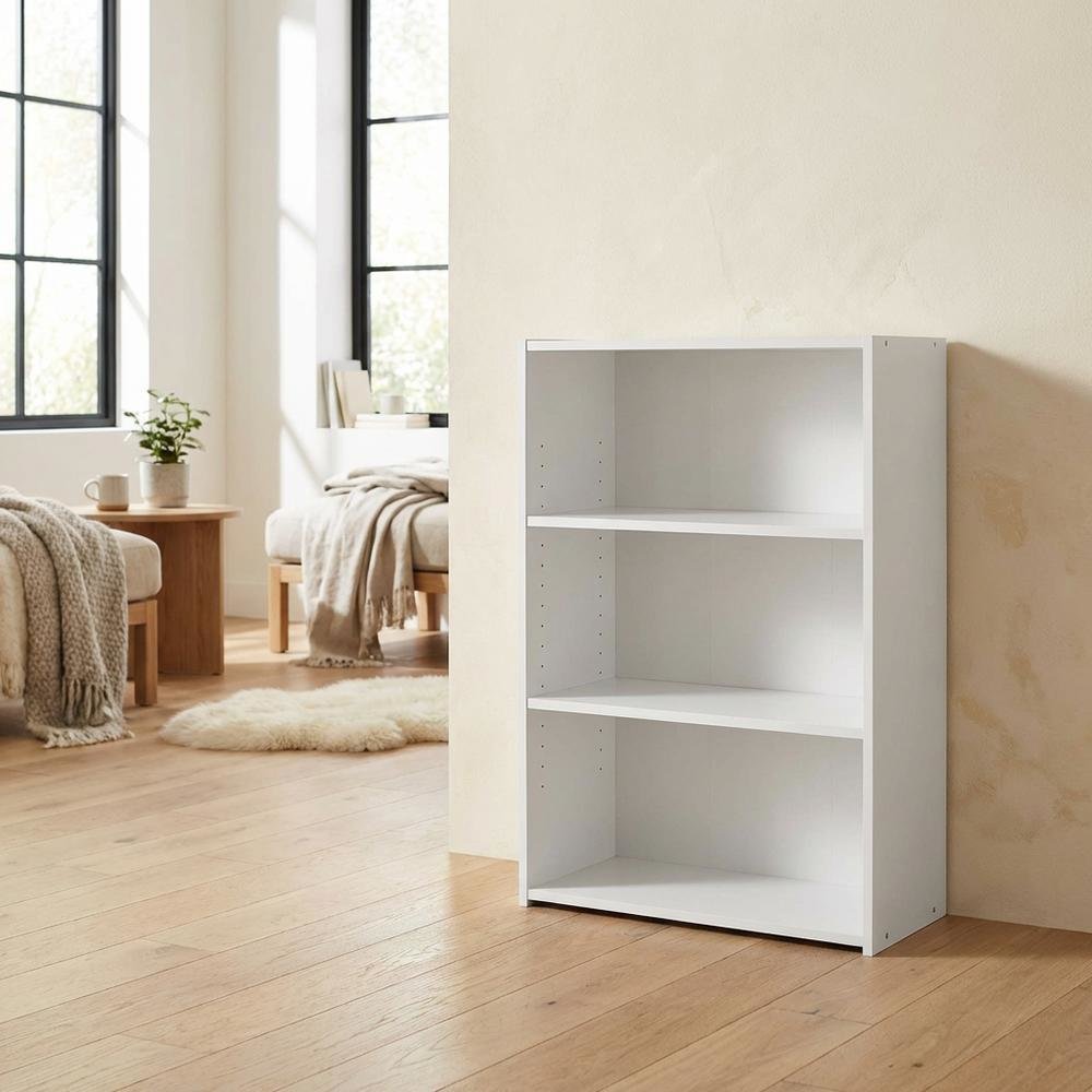 3-Shelf Bookcase with Engineered Wood Construction for Living Room and Office
