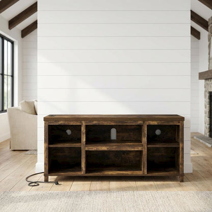 Engineered Wood 3-Tier Entertainment Center for TV up to 55 Inch, USB Ports