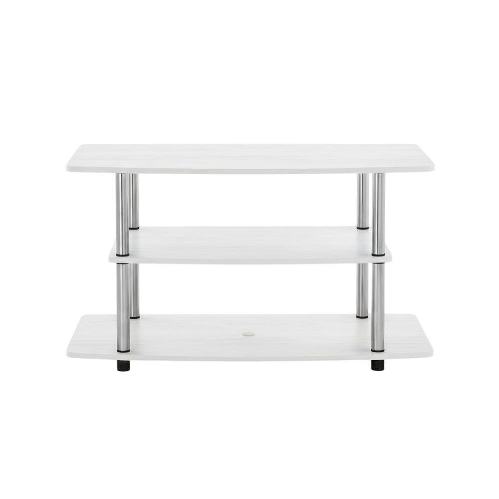 Oak/Chrome TV Stand with 3-Tier Shelving and Engineered Wood Construction