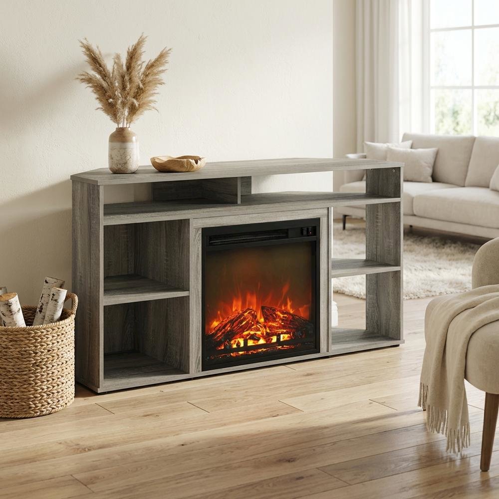 TV Stand with Fireplace for Up to 55-Inch Screens