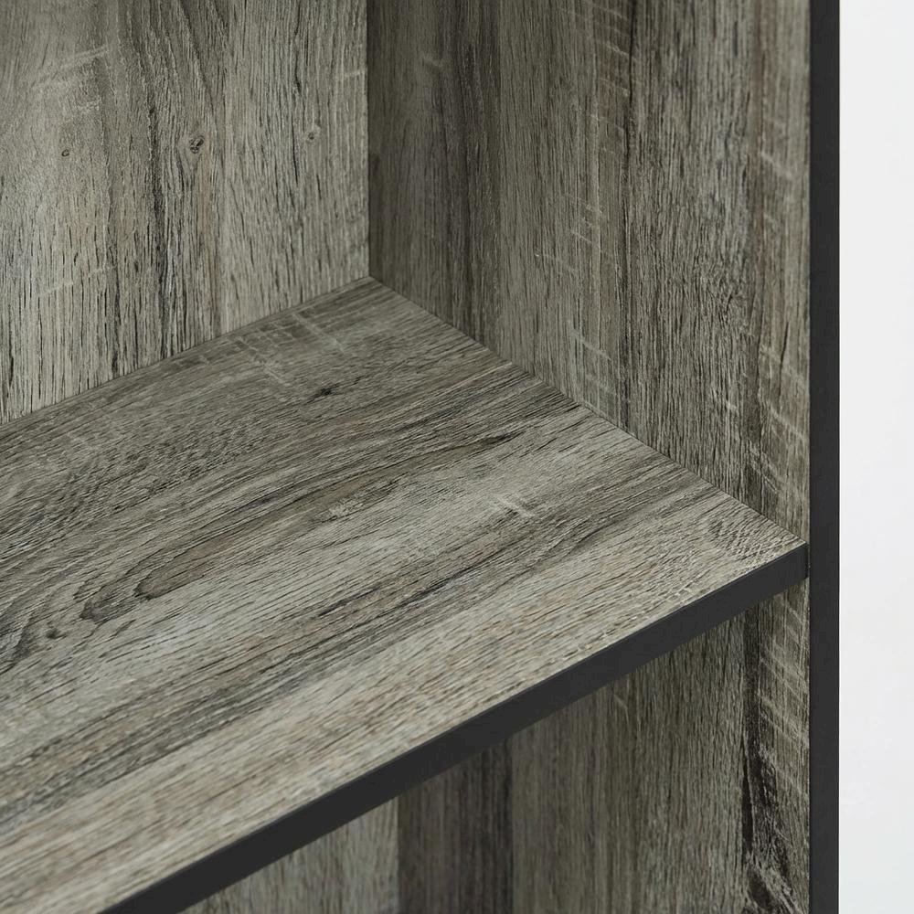 3 Tier Open Shelf Bookcase with French Oak Grey Finish for Contemporary Storage