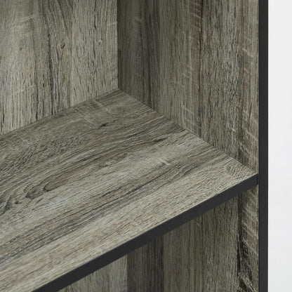 3 Tier Open Shelf Bookcase with French Oak Grey Finish for Contemporary Storage