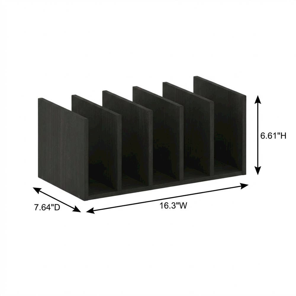 Brown desktop bookshelf with storage organizer, composite wood construction