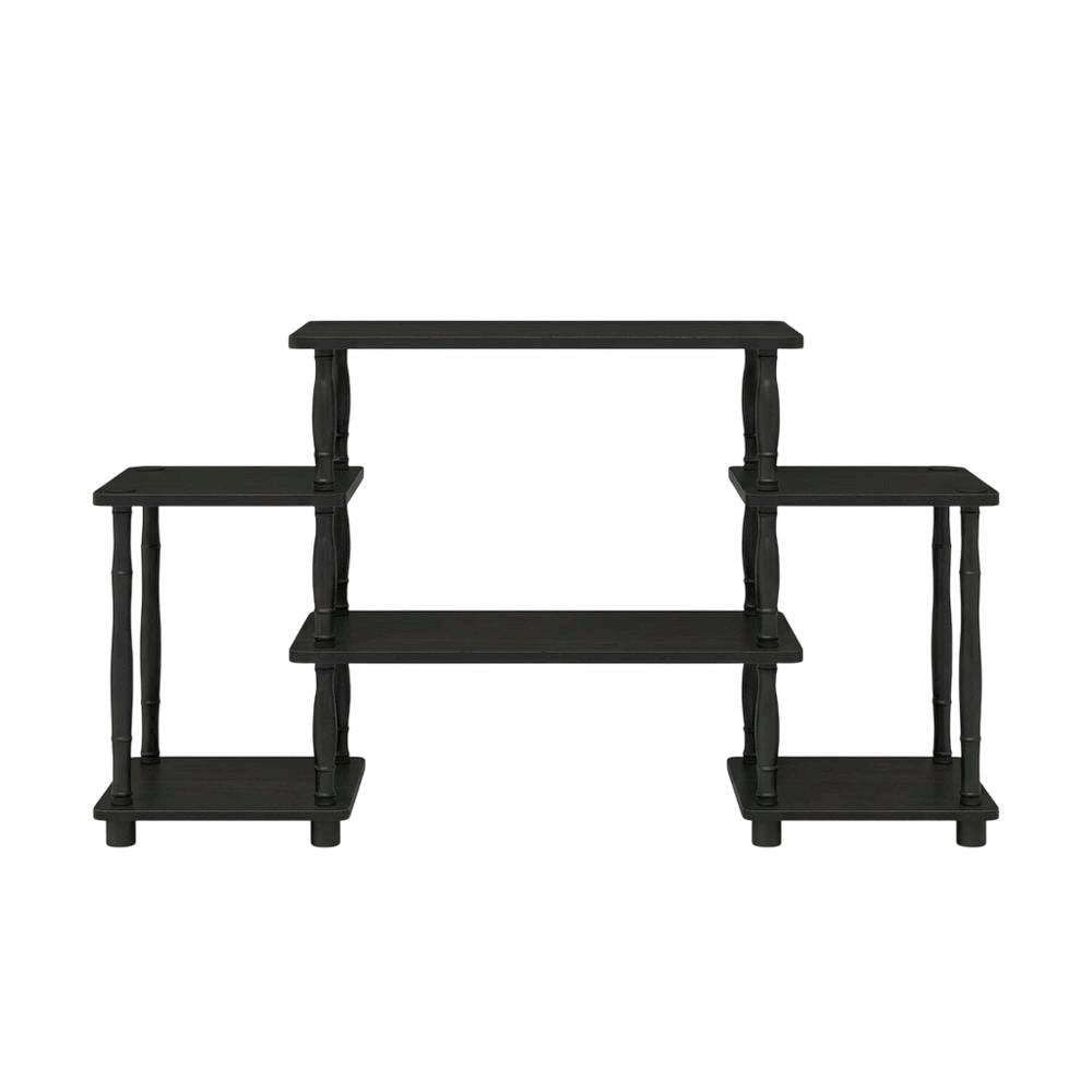 Espresso and Black Entertainment Center with Bamboo Tubes, Modern Design
