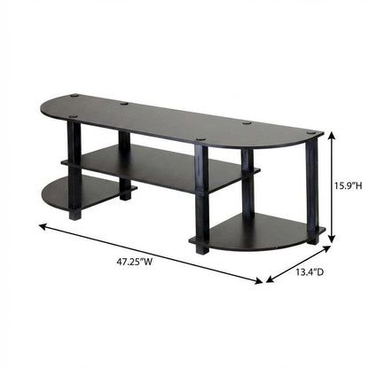 Wide TV Entertainment Center in Espresso/Black, Durable Composite Wood