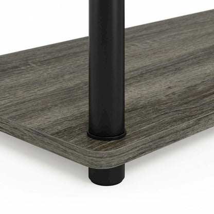 Modern Entertainment Center in French Oak Grey and Black with Spacious Storage