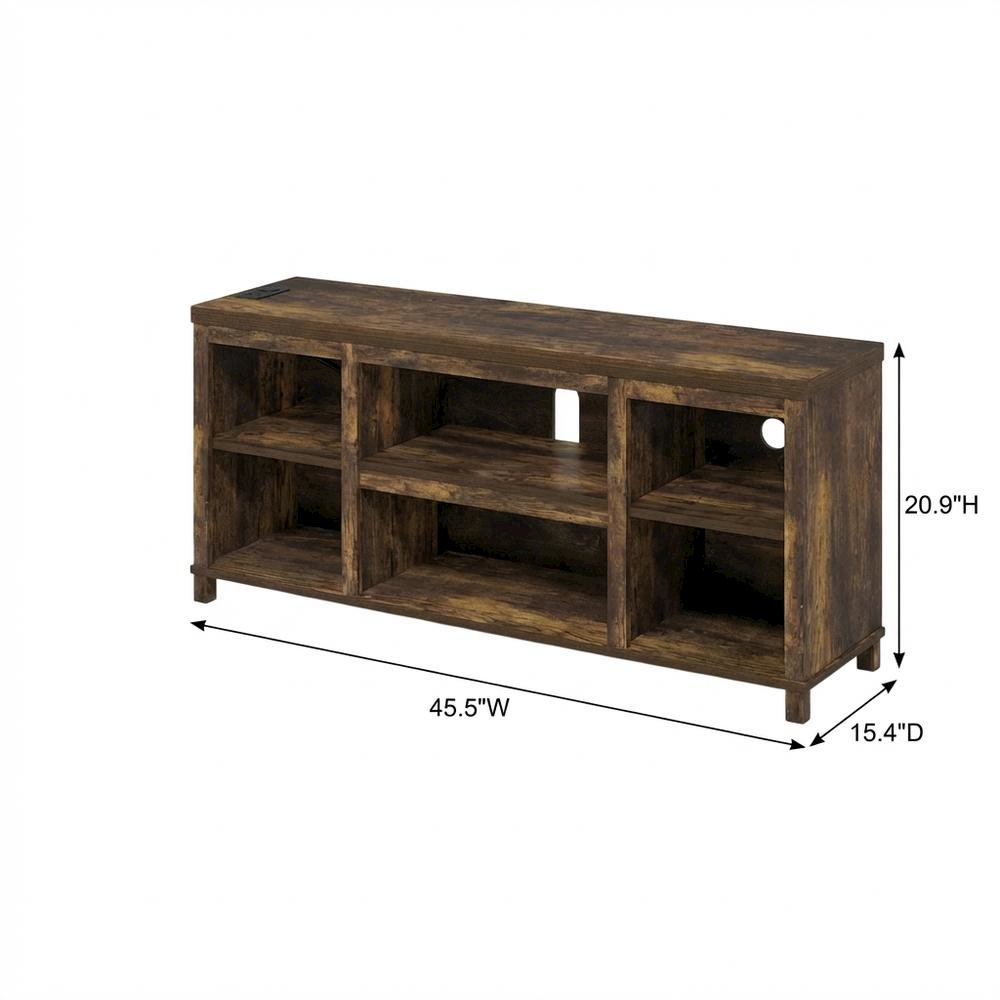 Engineered Wood 3-Tier Entertainment Center for TV up to 55 Inch, USB Ports