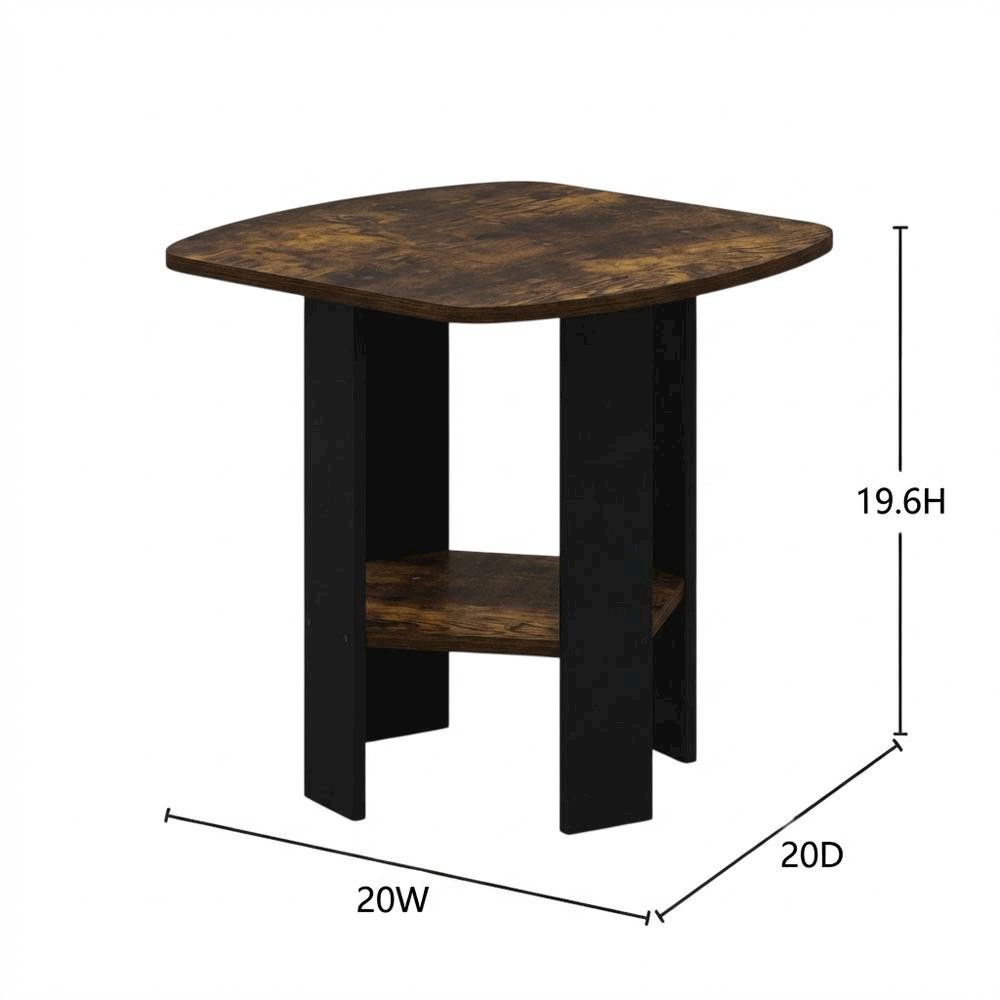 Amber Pine and Black Finish Accent End Table for Living Room