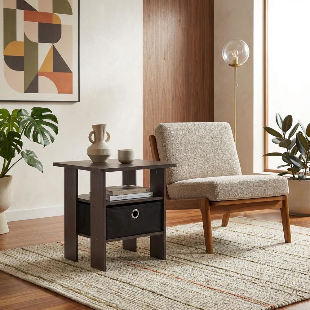 Engineered Wood End Table with Storage Drawer and Modern Design