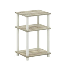 3-Tier End Table in Sonoma Oak and White with Multi-Level Storage