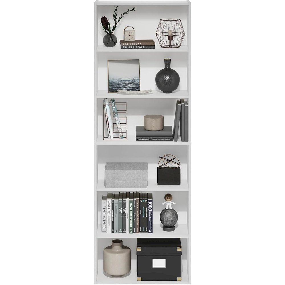 Engineered Wood Book Shelf with Six Tiers of Engineered Wood Shelves
