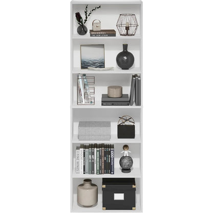 Engineered Wood Book Shelf with Six Tiers of Engineered Wood Shelves