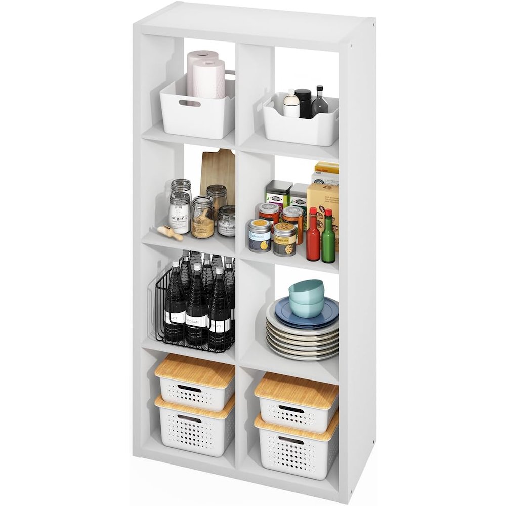 White Cube Storage Organizer with 8 Square Shelves for Kitchen Storage