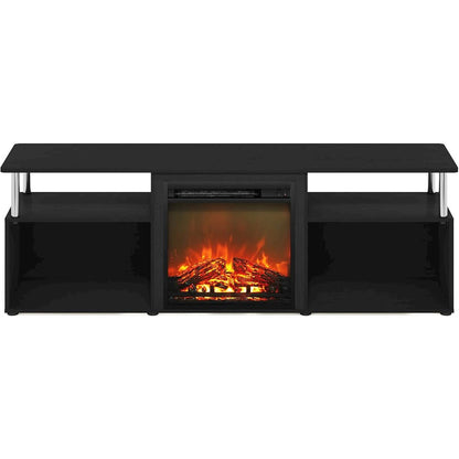 70 Inch Fireplace TV Stand with Four Shelves and Elegant Electric Insert