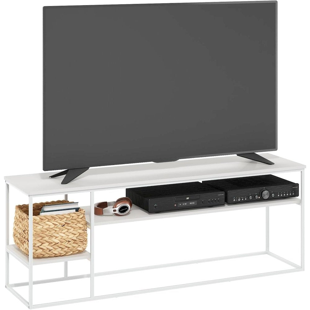 65 Inch Entertainment Center with Metal Frame and Open Shelf TV Console