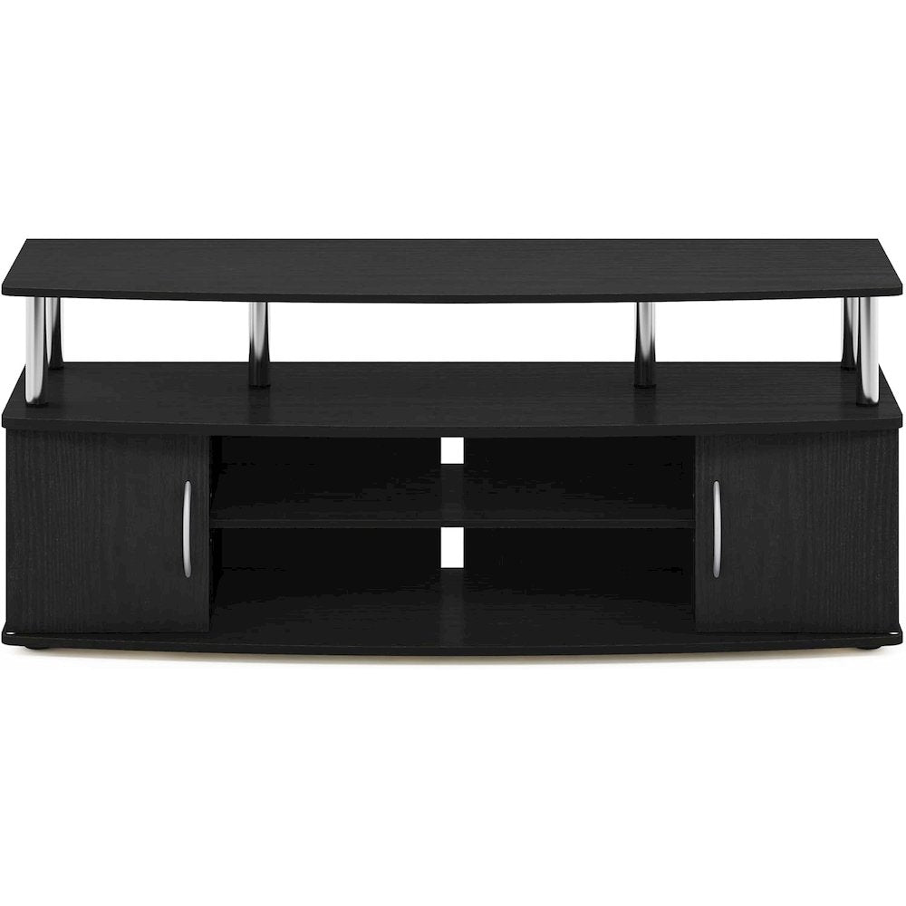 Modern Black 55 Inch TV Console with Shelves and Cabinets for Storage