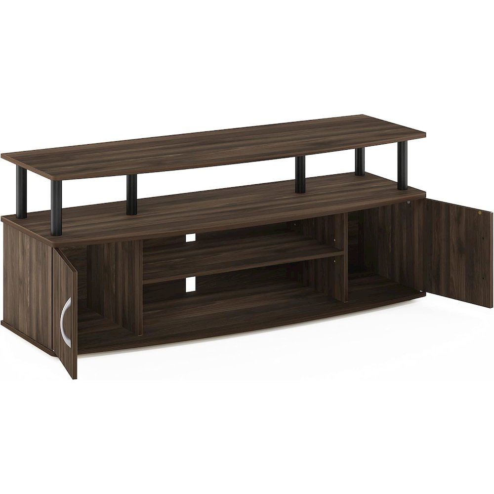 Brown 50 Inch TV Stand with Open Shelves and Dual Storage Cabinet Doors