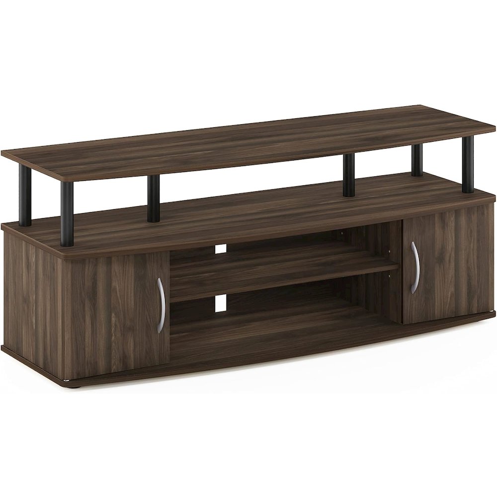 Brown 50 Inch TV Stand with Open Shelves and Dual Storage Cabinet Doors