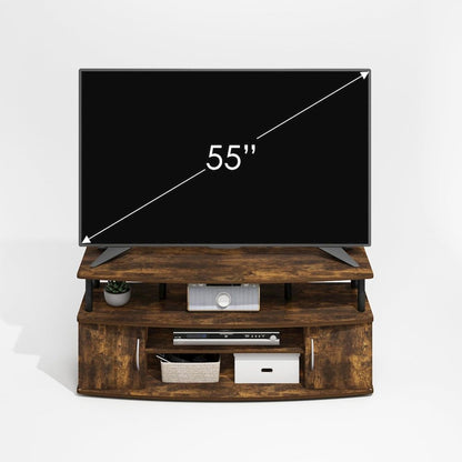 Engineered Wood TV Stand with 3 Open Shelves and Dual Door Storage TV Console