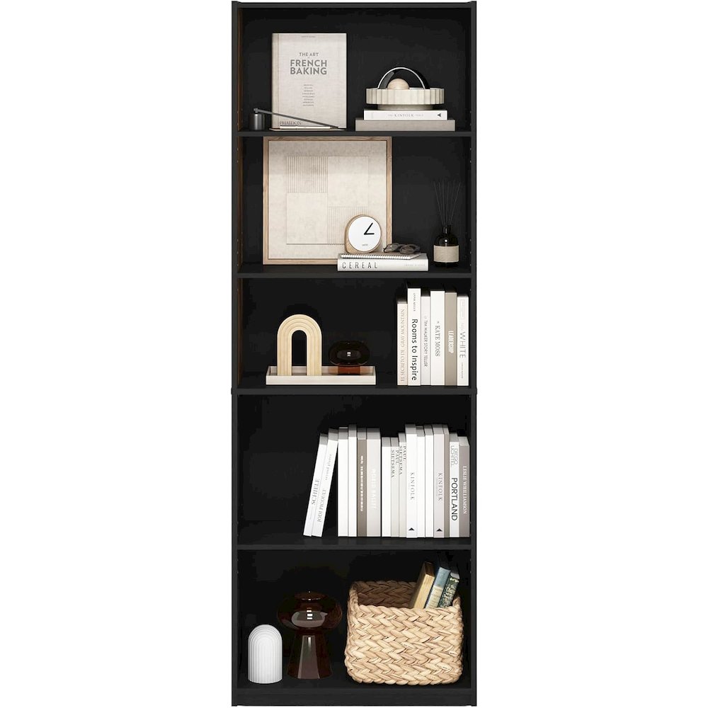 Engineered Wood Book Shelf Featuring Five Tiered Engineered Wood Shelves